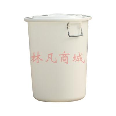 盛屏带盖塑料桶 大水桶食品级加厚白色圆形塑料垃圾桶大号有盖大白桶 白色B桶60L