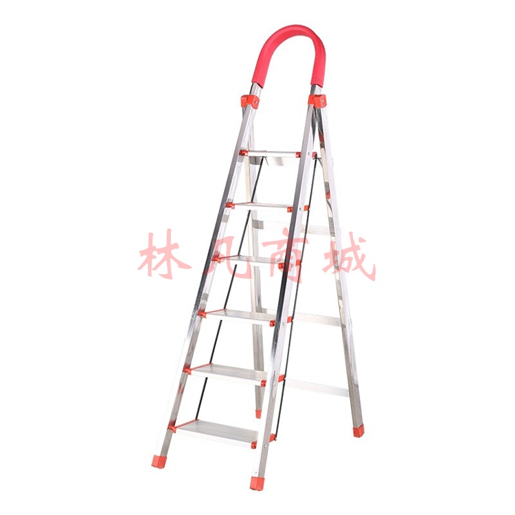梯子家用折叠梯不锈钢扶手梯人字梯 加宽16cm铝踏板-不锈钢六步梯