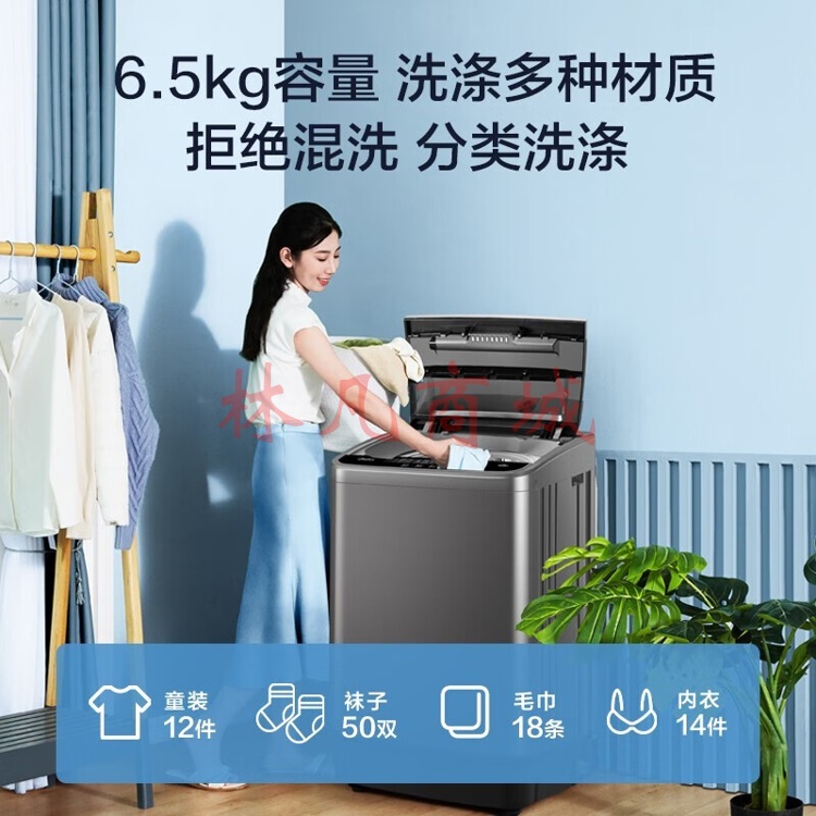 美的洗衣机全自动 波轮6.5公斤 迷你洗衣机小型 家用租房宿舍专用 MB65V33E