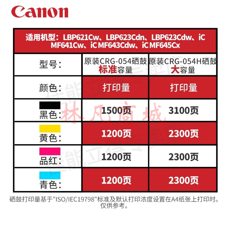 佳能CRG054原装硒鼓适用MF641cw/643Cdw/645cx可选黑色/彩色大容量套装 佳能CRG-054H大容量红色(印量2300页