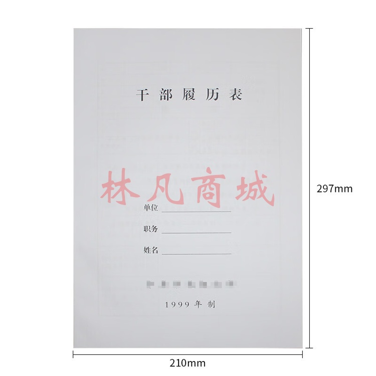 易利丰 1999版干部履历表1999年制A4人事员工职业表10本装