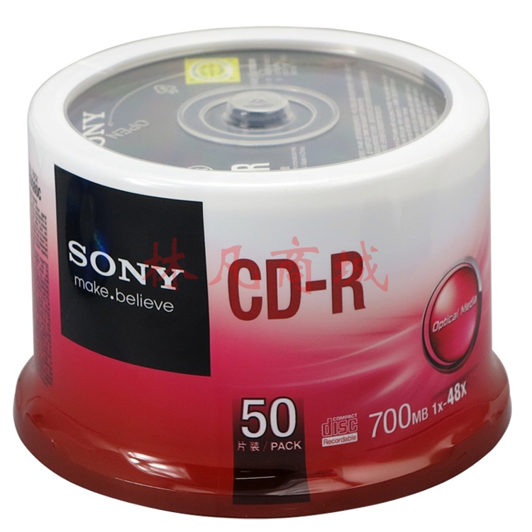 索尼（SONY） CD-R 空白刻录光盘 1-48X 700M车载音乐办公桶装空白刻录光盘 50片 筒