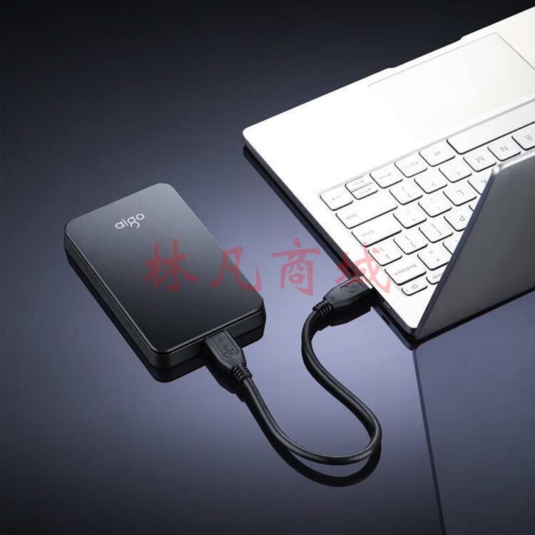 爱国者 (aigo) 移动硬盘 1TB USB3.0 2.5英寸机械硬盘兼容Mac HD809黑色 高速传输轻薄便携 读速120MB/s