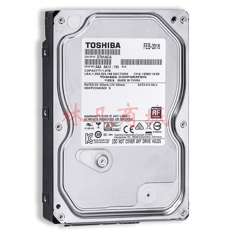 东芝(TOSHIBA）1TB 7200转32MB SATA6Gb/s台式机硬盘(DT01ACA100)