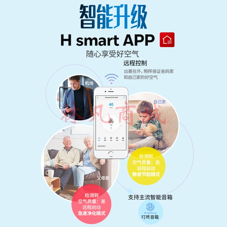 霍尼韦尔（honeywell） 空气净化器 室内大空间 办公商用家用 分解除甲醛 过滤雾霾细菌PM2.5净化器KJ460F-P21W