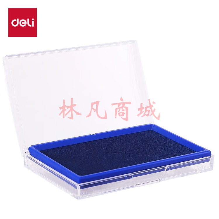 得力(deli)137*88mm方形快干印台印泥 清晰印记 财务用品 办公用品 蓝色9864