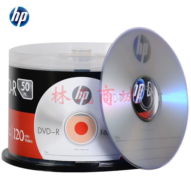 惠普（HP）DVD-R 光盘 刻录盘 空白光盘 16速4.7GB 办公系列 桶装50片