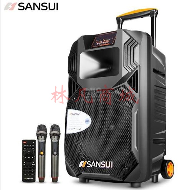 “SANSUI/山水”SS1-15 音响 单套装(户外便携式蓝牙拉杆音箱大功率带无线麦克风扩音器)