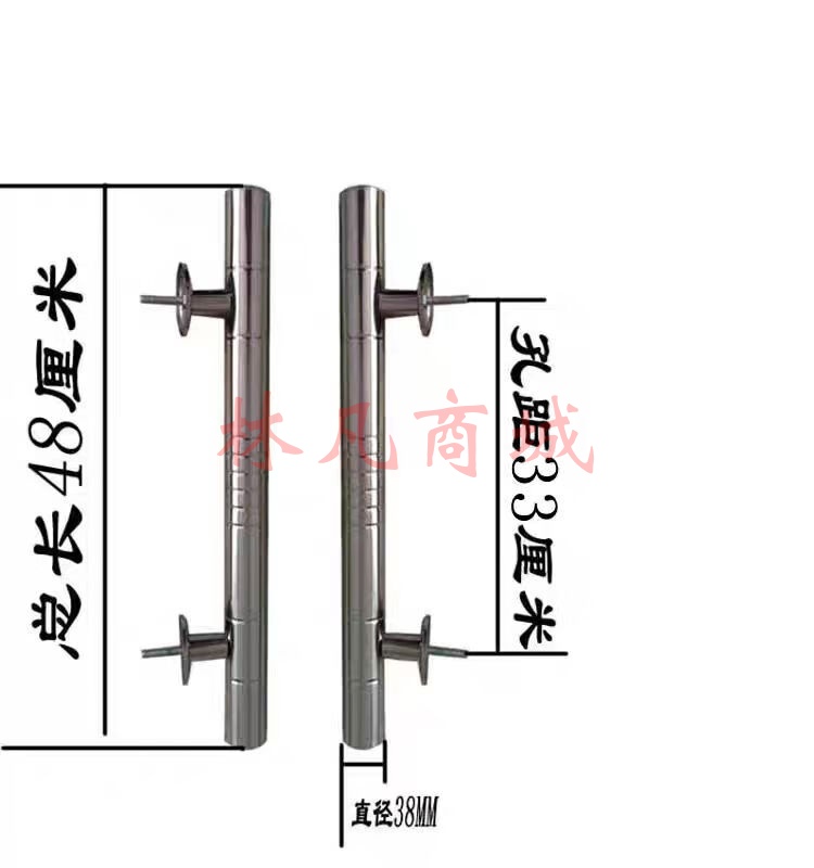 日锵 双开大门把手 银白色长57孔距40*一对