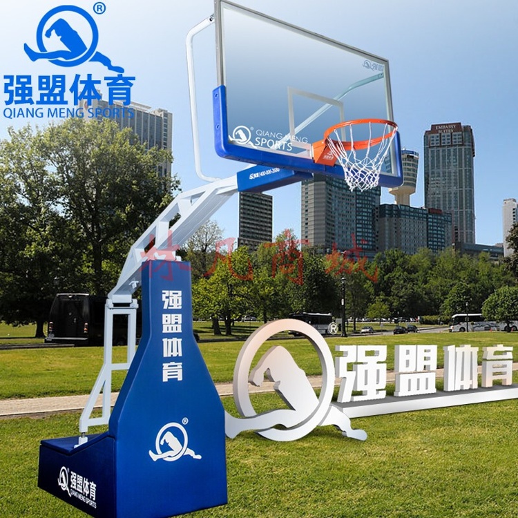 强盟 QML-04 篮球架标准比赛 室内外可移动式折叠 手动液压篮球架成人篮球架子 （一只）