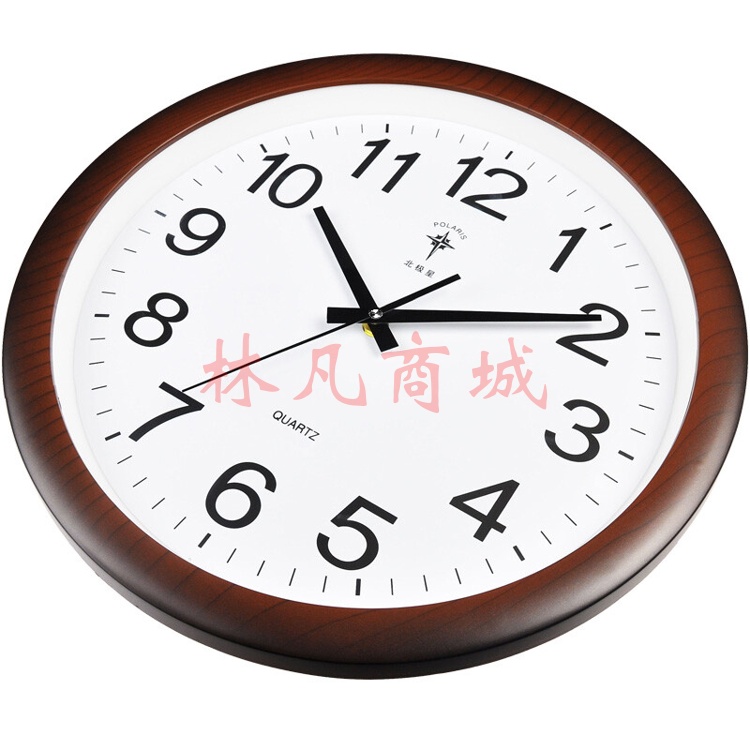 北极星木纹圆形钟直径38cm