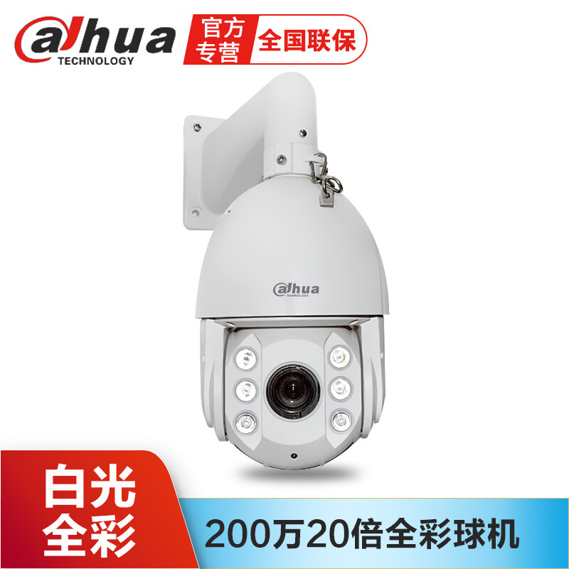 dahua大华监控设备套装 数字网络高清智能高速球机室外防水150米红外双光全彩监控户外摄像头 200万白光球机