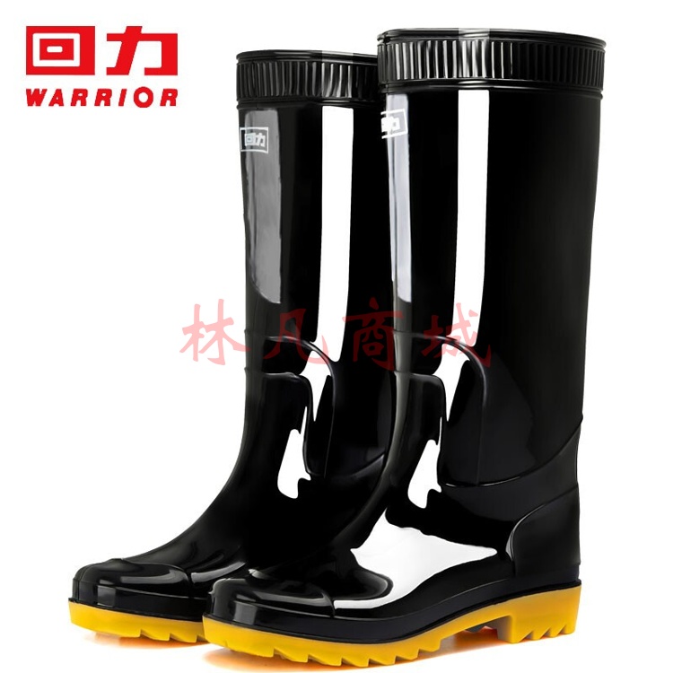 回力雨鞋男士款时尚雨靴户外防水不易滑耐磨HL807高筒黑色