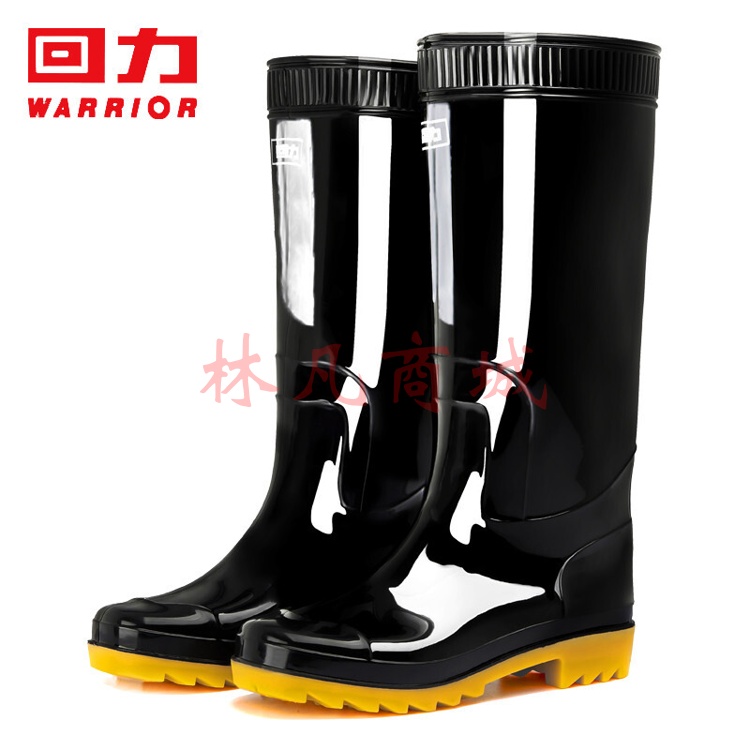 回力雨鞋男士款时尚雨靴户外防水不易滑耐磨HL807高筒黑色